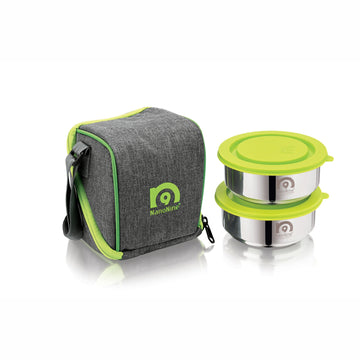 NanoNine Tiffiny Small Pro 375 ml X 2 Double Wall Insulated Stainless Steel Lunch Box.